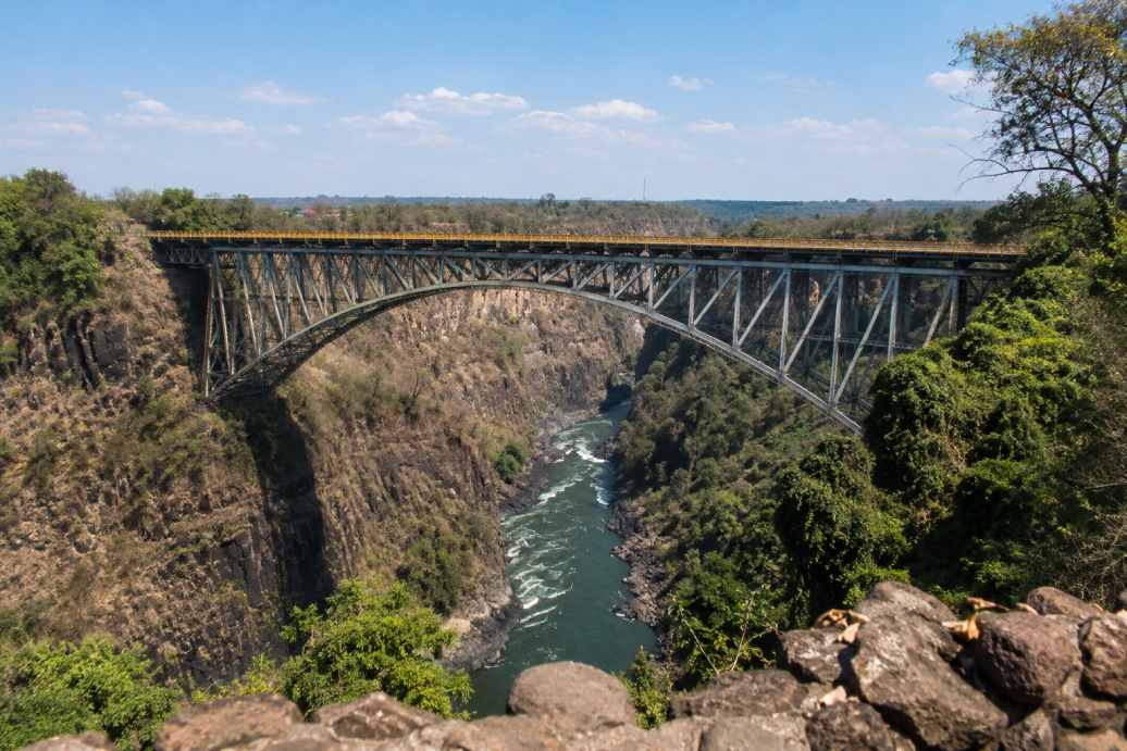 The bridge near Victoria Falls connecting Zambia and Zimbabwe