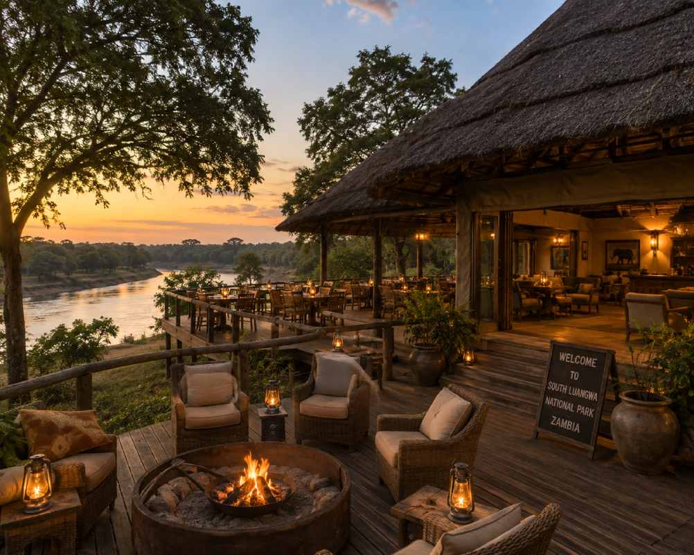 A safari camp near South Luangwa National Park
