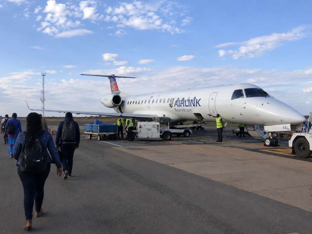 Aircraft arriving on a flight to Lusaka, Kenneth Kaunda International Airport