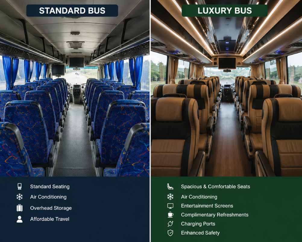 Standard versus executive bus seating in Zambia