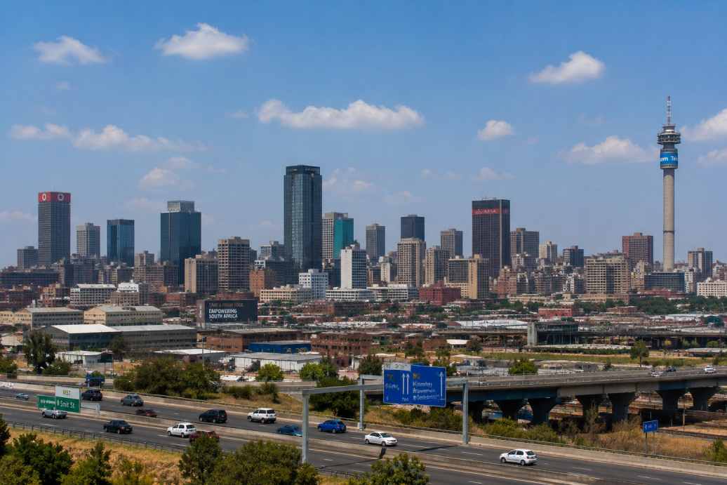 Johannesburg skyline, the destination for travellers from Lusaka