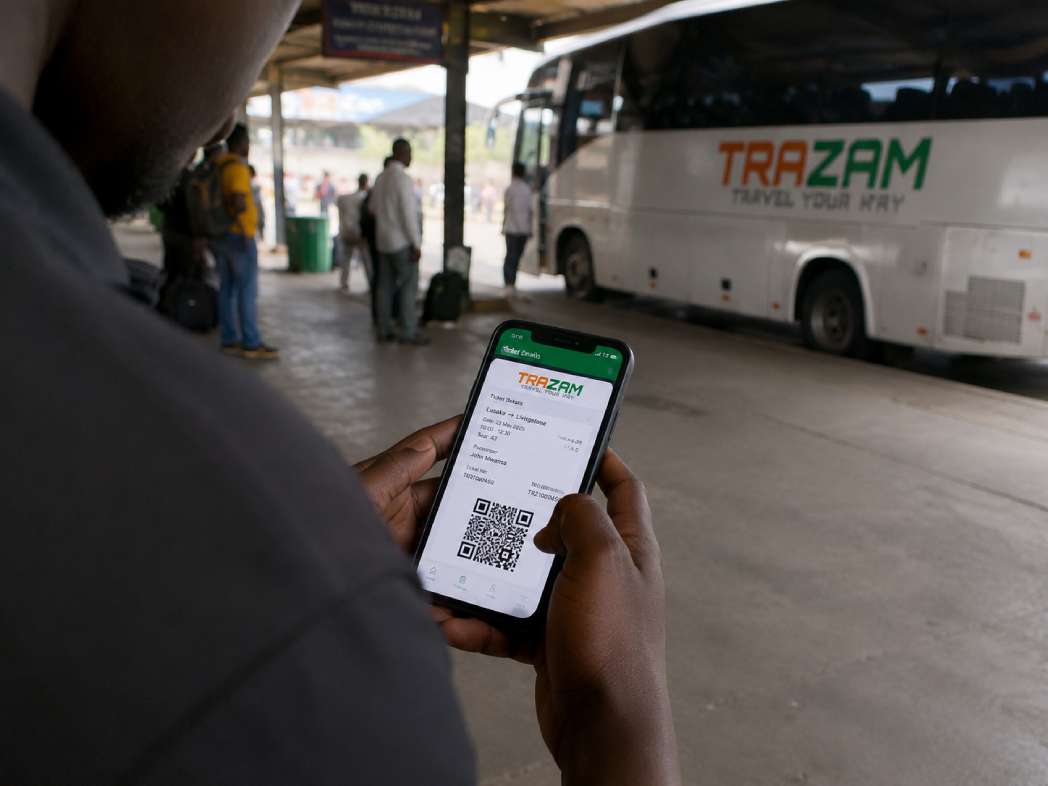 Checking a Lusaka to Ndola e ticket before boarding