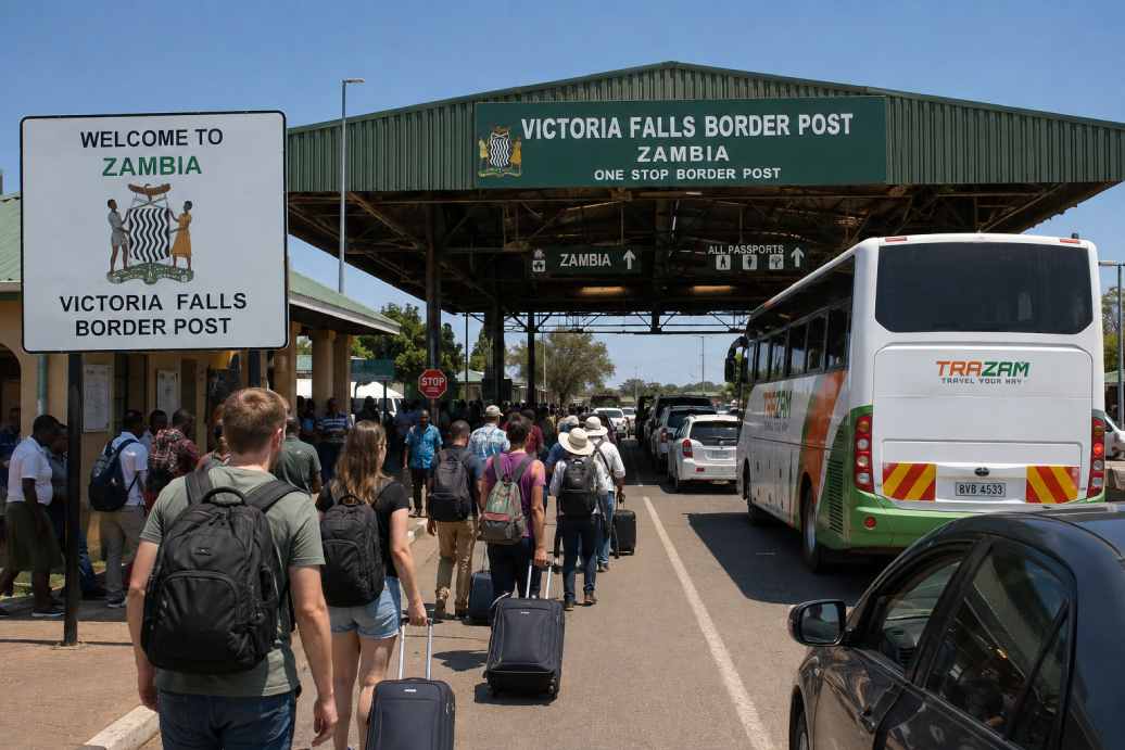 Border crossing point on the route from Zambia to South Africa
